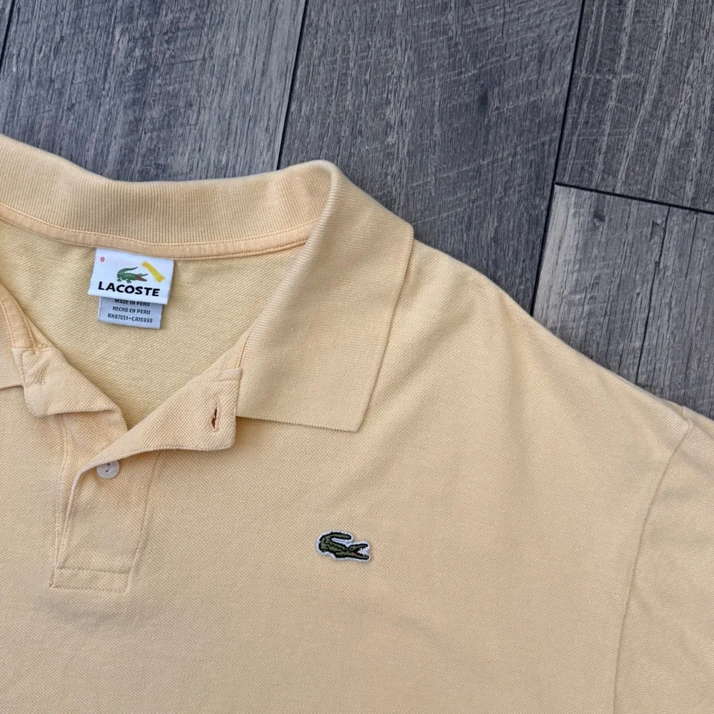 Lacoste Mens Linen Cotton Polo Shirt Size 8 XXL Pastel Yellow Short Sleeve Logo